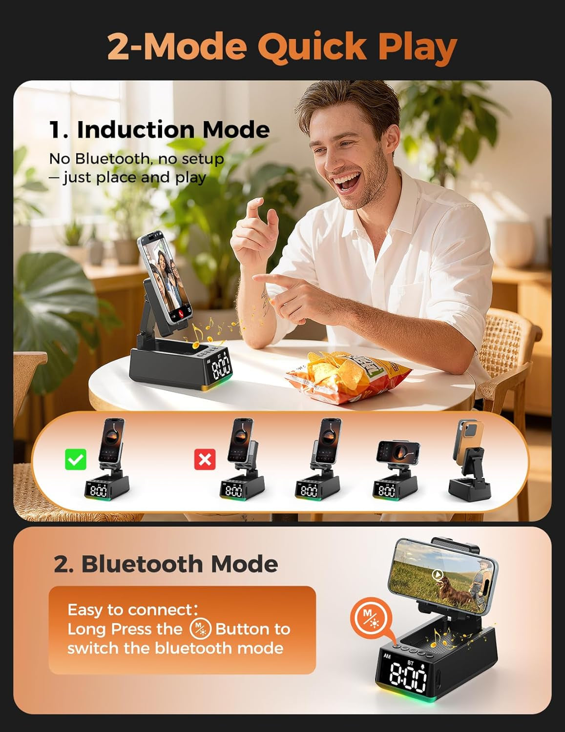 Stocking Stuffers for Men Women Teen:White Elephant Gifts for Adults Induction Speaker Bluetooth with HD Sound,Kitchen Gadgets Anniversary Birthday Gift Ideas for Dad Mom Husband Wife(Black)