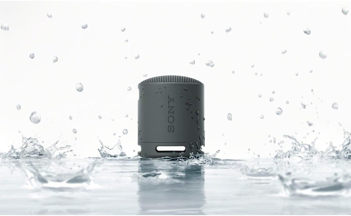 SRS-XB100 Wireless Bluetooth Portable Lightweight Super-Compact Travel Speaker, Durable IP67 Waterproof & Dustproof Shower Speaker, 16 Hour Battery, Versatile Strap, & Hands-Free Calling, Black