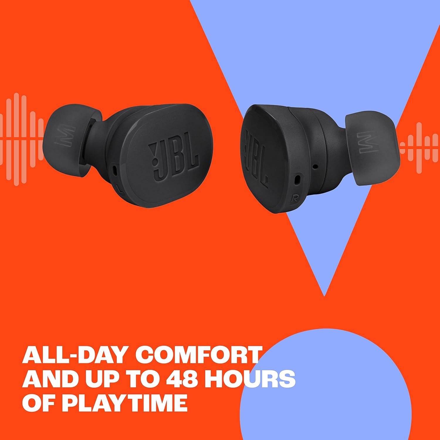 Tune Buds - True Wireless Noise Cancelling Earbuds,  Pure Bass Sound, Bluetooth 5.3, 4-Mic Technology for Crisp, Clear Calls, up to 48 Hours of Battery Life, Water and Dust Resistant (Black)