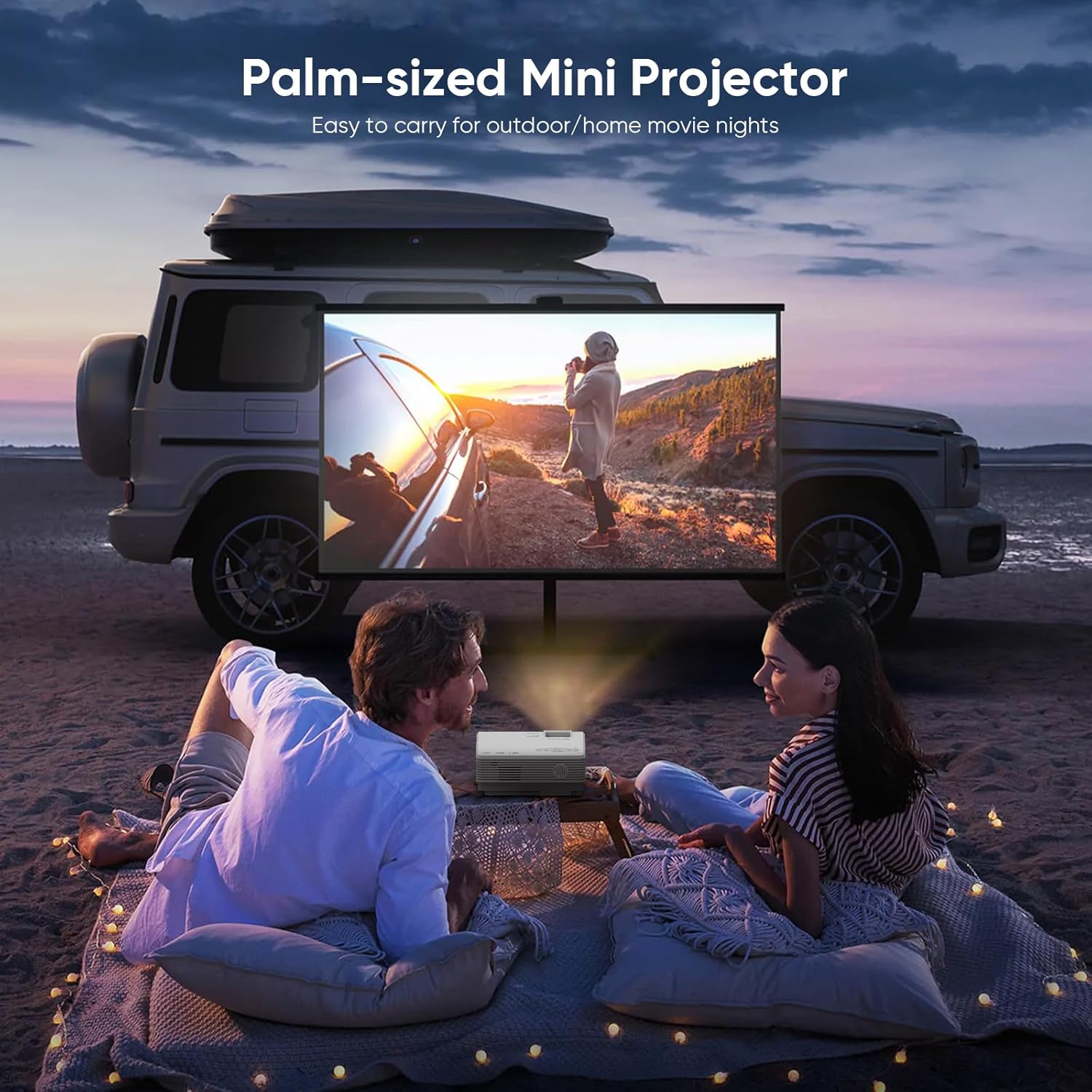Projector with Wifi and Bluetooth, Upgrade Outdoor Projector, Mini Movie Projector Supports 1080P Synchronize Smartphone Screen by Wifi/Usb Cable for Home Entertainment (Wifi)