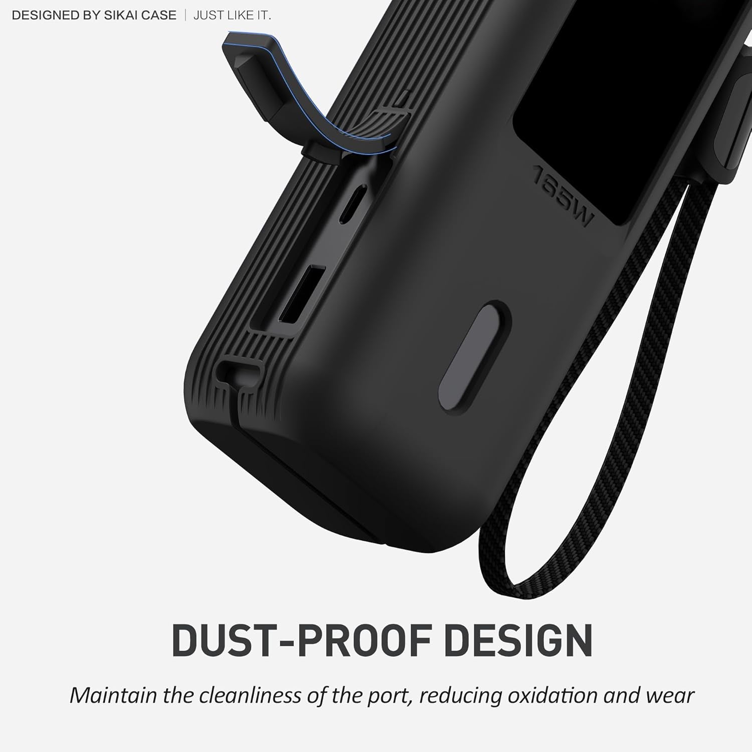 Silicone Case for Anker Laptop Power Bank (25,000Mah 165W) 1/4" Nut Hole,Sd/Sim Card Storage, Display Protection&Dustproof, Travel Protective Cover Compatible with Anker Power Bank 165W (Black)