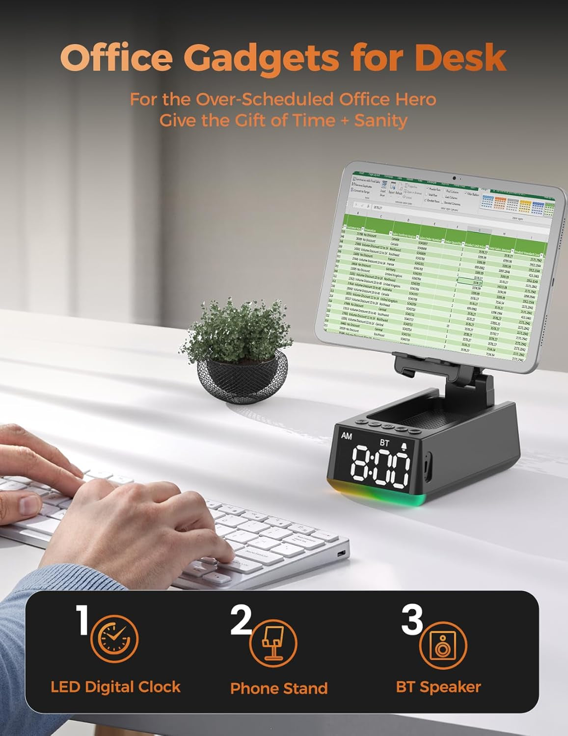 Stocking Stuffers for Men Women Teen:White Elephant Gifts for Adults Induction Speaker Bluetooth with HD Sound,Kitchen Gadgets Anniversary Birthday Gift Ideas for Dad Mom Husband Wife(Black)