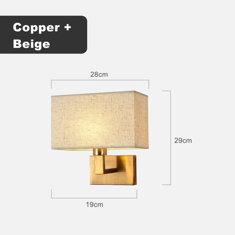 Wall lamp with dimensions labeled on a white background