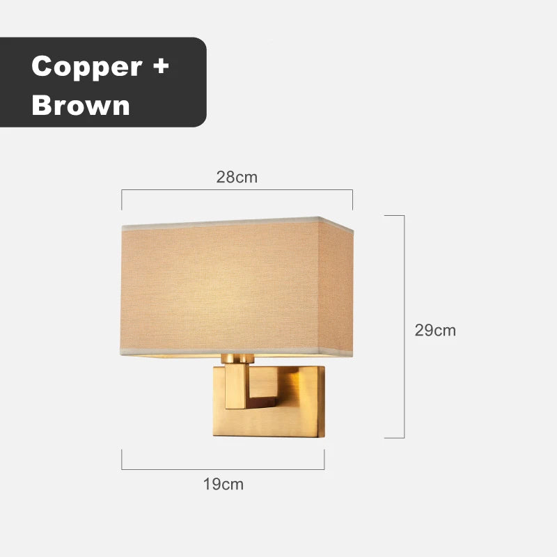 Wall lamp with dimensions labeled on a white background