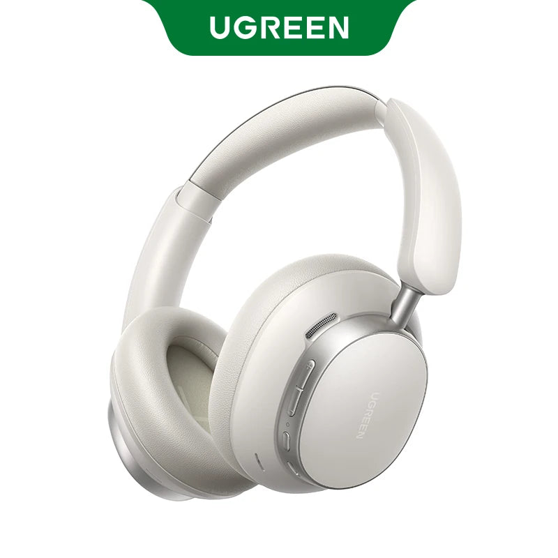 White headphones with UGREEN branding on a white background