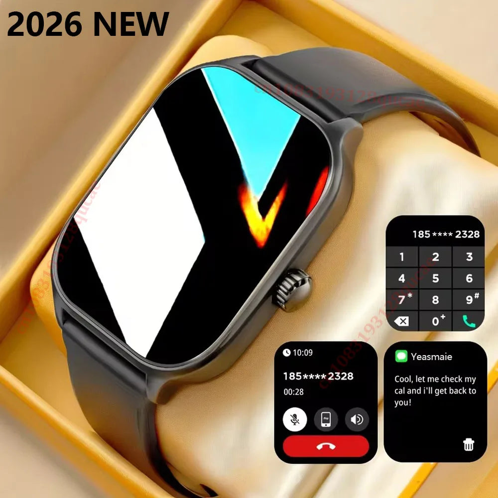 Smartwatch with a colorful display on a beige background, featuring the text '2026 NEW'.