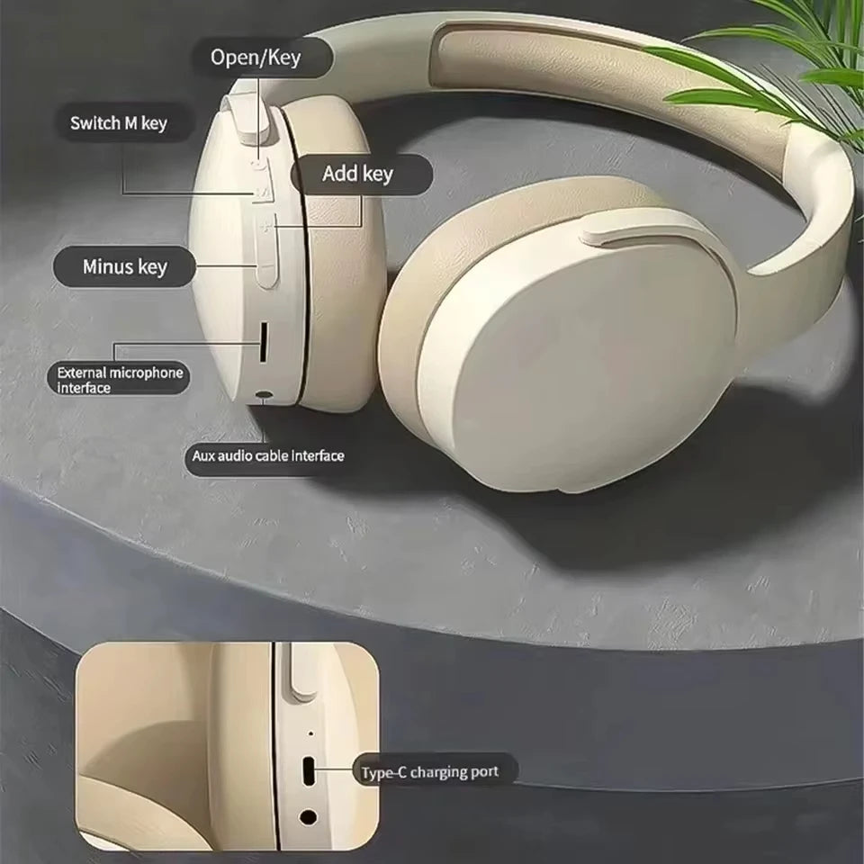 Wireless Bluetooth 5.3 Over-Ear Headphones with HiFi Stereo Sound