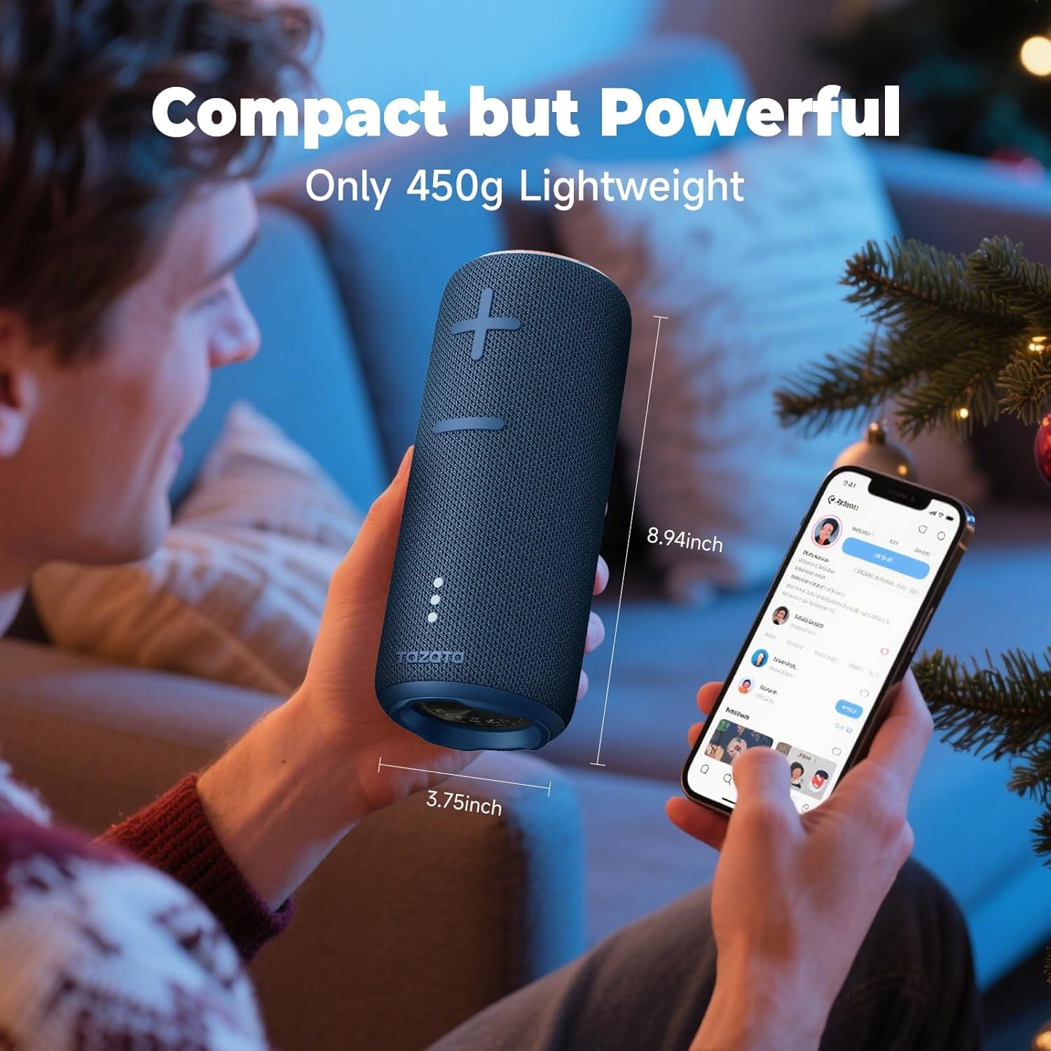 IPX7 Waterproof Bluetooth Speaker - 30W HD Sound, 8H Playtime, TWS Pairing, BT5.3, Portable for Pool/Beach/Shower, Blue Gift