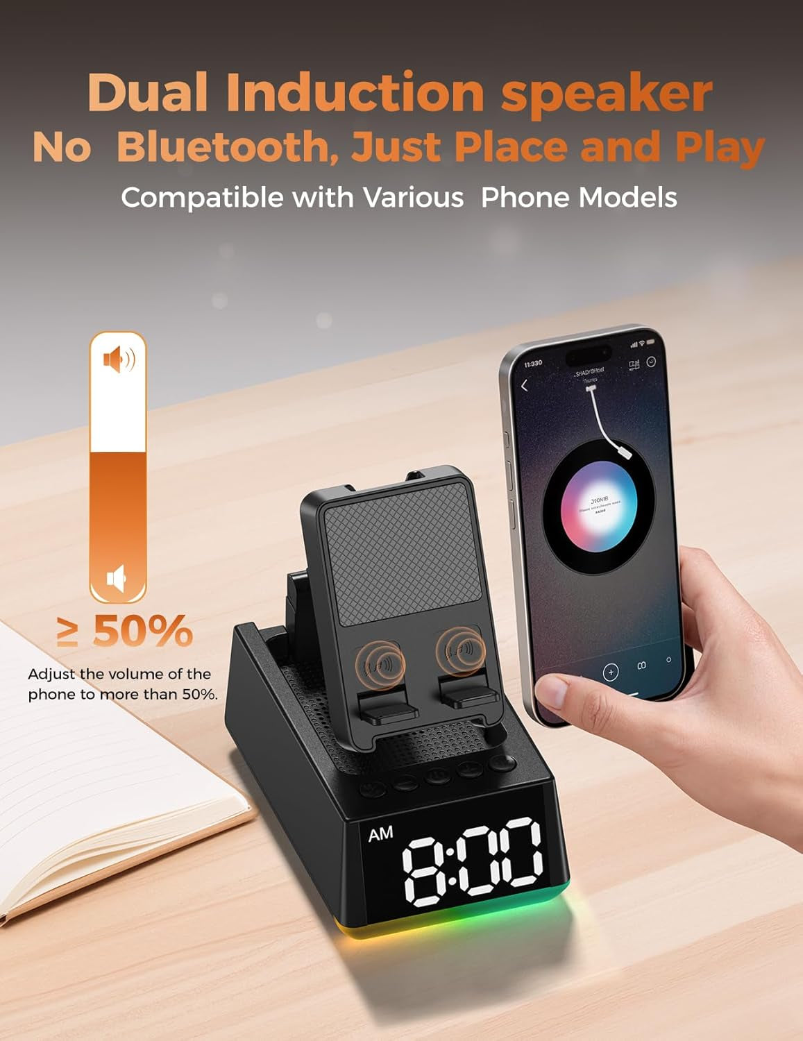 Stocking Stuffers for Men Women Teen:White Elephant Gifts for Adults Induction Speaker Bluetooth with HD Sound,Kitchen Gadgets Anniversary Birthday Gift Ideas for Dad Mom Husband Wife(Black)